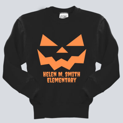 Youth Crewneck - Fall Holidays - Jack O' Lantern - Orange Thumbnail