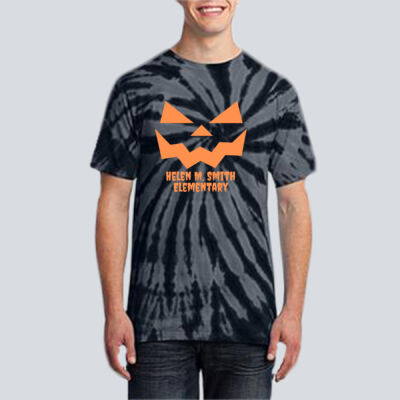 Adult Tie-Dye T-Shirt - Fall Holidays - Jack O' Lantern - Orange Thumbnail