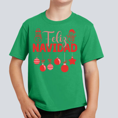  Youth T-Shirt - Winter Holidays- Feliz Festive - Red Thumbnail