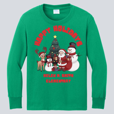 Youth Long Sleeve Shirt - Winter Holidays - Happy Holidays - Red Thumbnail