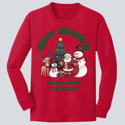 Youth Long Sleeve Shirt - Winter Holidays - Happy Holidays - Green Thumbnail