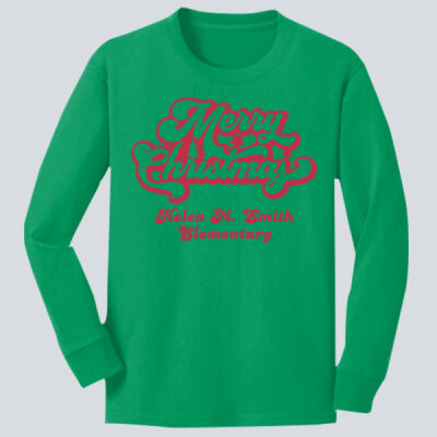 Youth Long Sleeve Shirt - Winter Holidays - Merry Christmas - Red Thumbnail