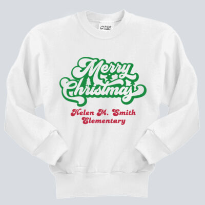 Youth Crewneck - Winter Holidays - Merry Christmas - Green & Red Thumbnail