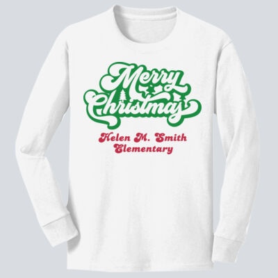 Youth Long Sleeve Shirt - Winter Holidays - Merry Christmas - Green & Red Thumbnail