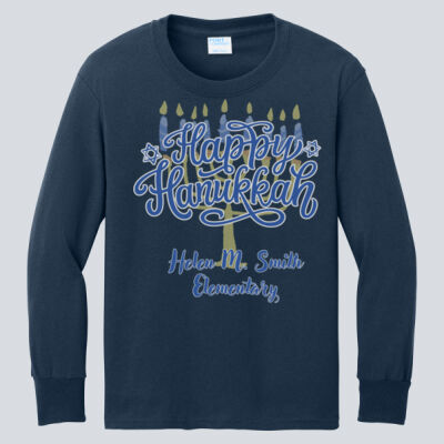 Youth Long Sleeve Shirt - Winter Holidays - Happy Hanukkah Thumbnail