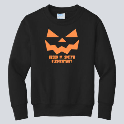 Youth Crewneck - Fall Holidays - Jack O' Lantern - Orange Thumbnail