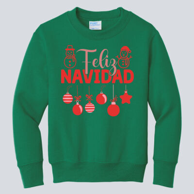 Youth Crewneck - Winter Holidays - Feliz Festive - Red Thumbnail