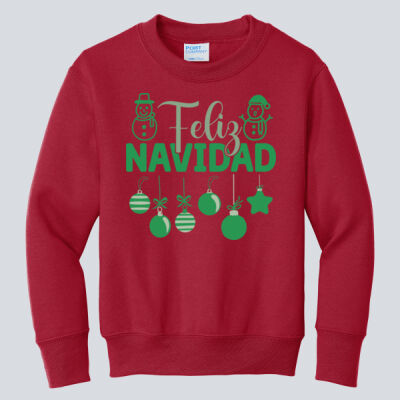 Youth Crewneck - Winter Holidays - Feliz Festive - Green Thumbnail