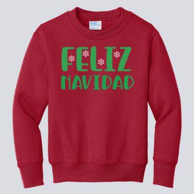 Youth Crewneck - Winter Holidays - Feliz Navidad - Green Thumbnail